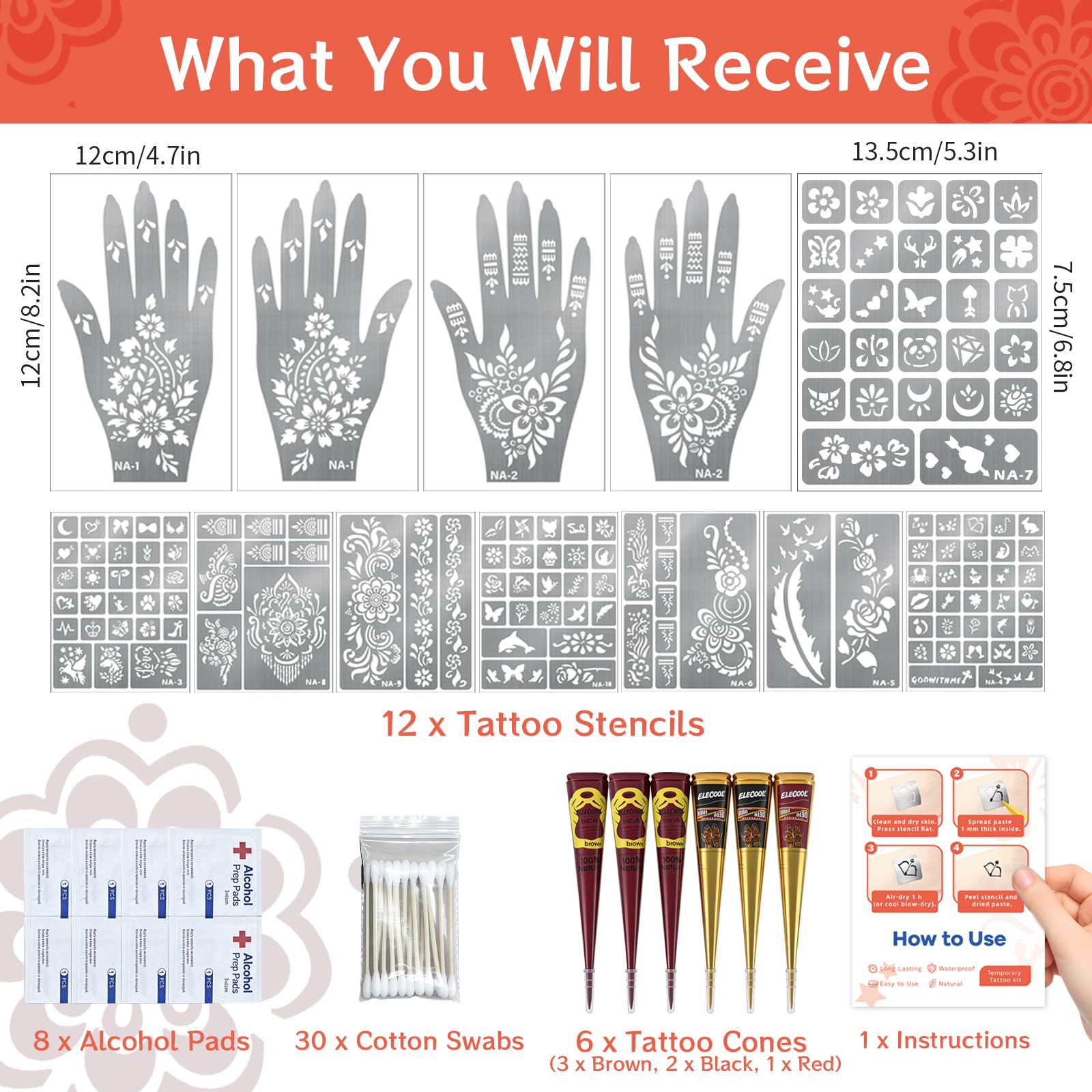 VIOXIA 12 sheets and 136 patterns for versatile body art