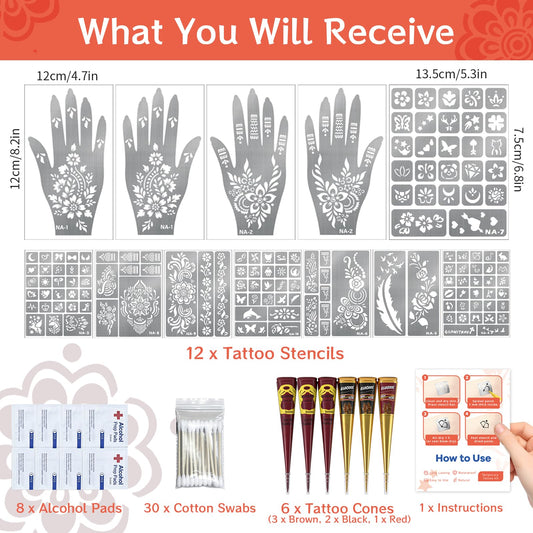 VIOXIA 12 sheets and 136 patterns for versatile body art