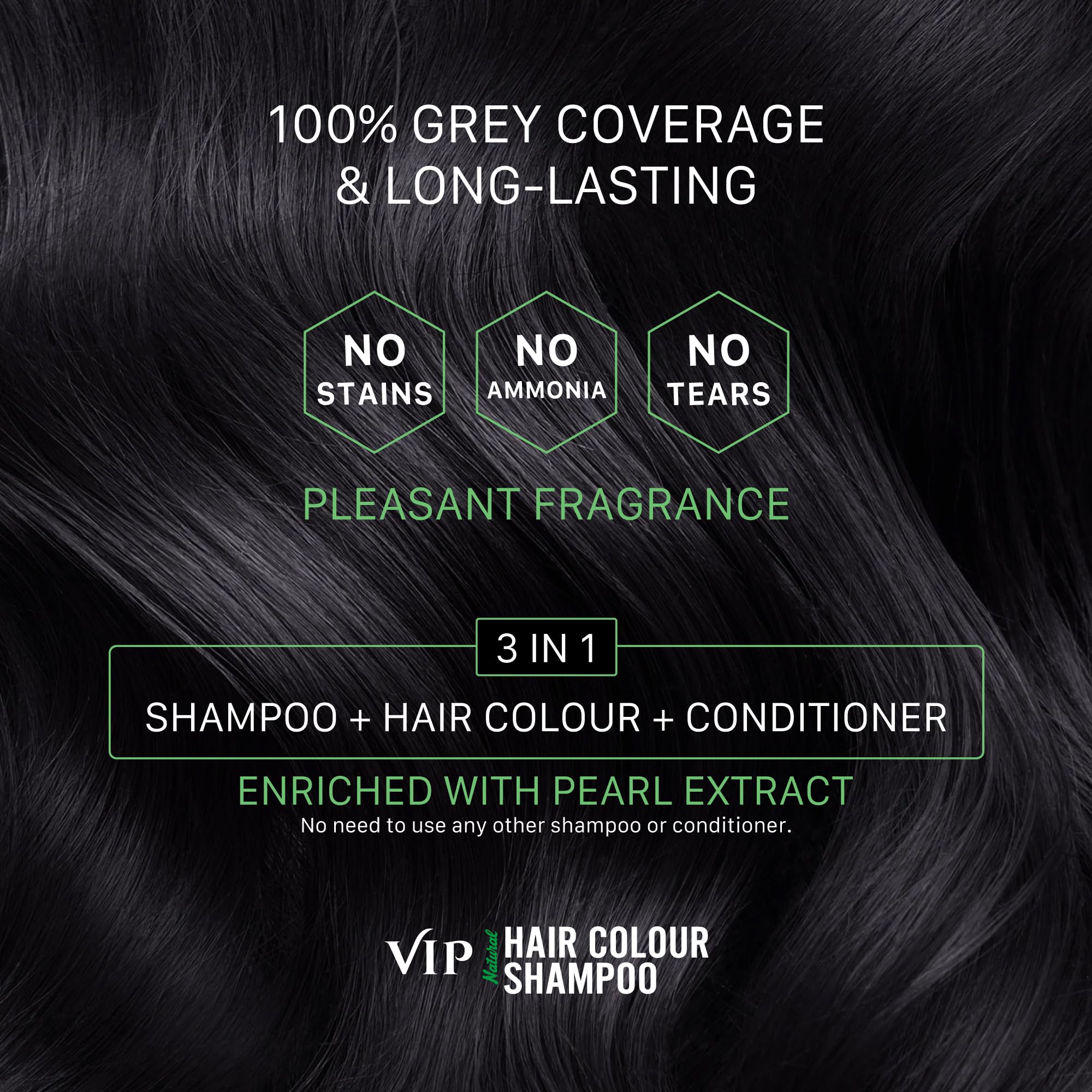 VIP Hair Colour Shampoo for women close-up of hair color result