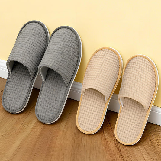 Vipay gray L disposable slippers in sealed packaging for hotel guests.