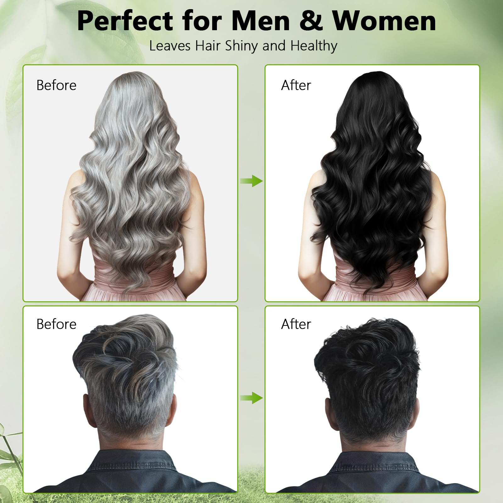 Vireo Color gray hair before and after close-up.