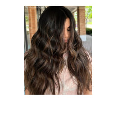 Virgo de Novo Blue Toning Shampoo in-use on hair balances warm tones.