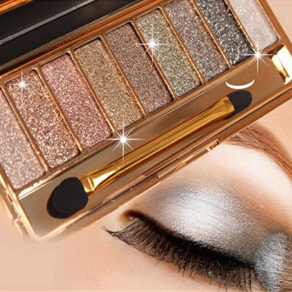Virtegasas Glitter Eyeshadow Palette with 9 shimmering colors for versatile looks.