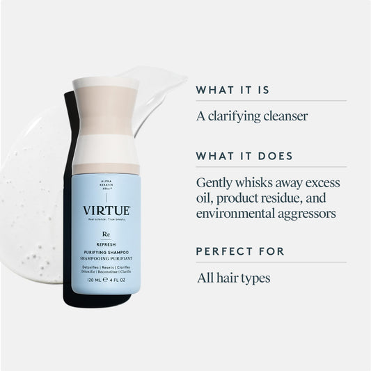 Virtue Clarifying Detox Shampoo lather shows cleansing texture and foam