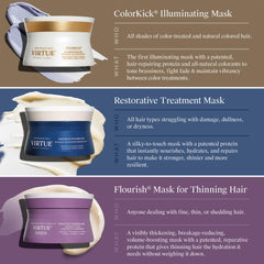 Virtue ColorKick color maintenance concept image suggests vibrant, healthy-looking strands