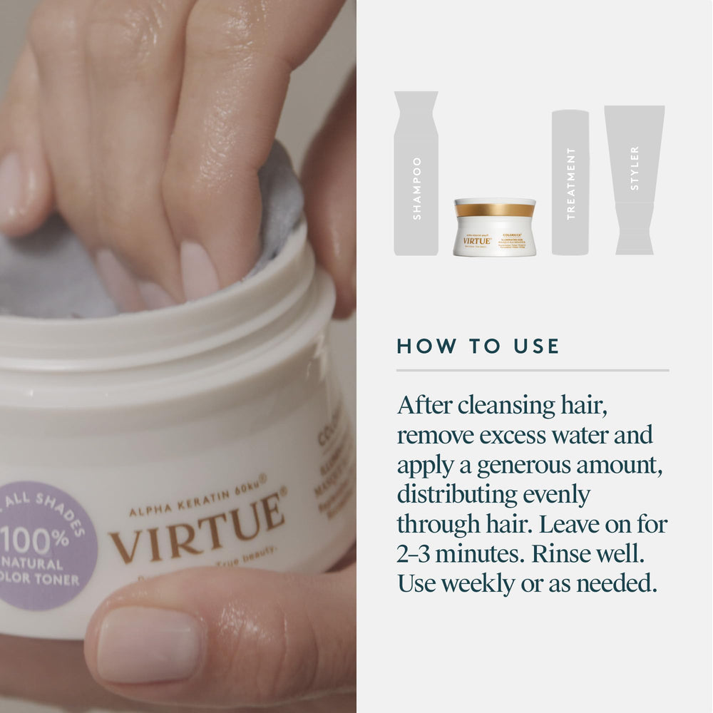 Virtue ColorKick fragrance notes of yuzu, chamomile, sandalwood enhance the routine