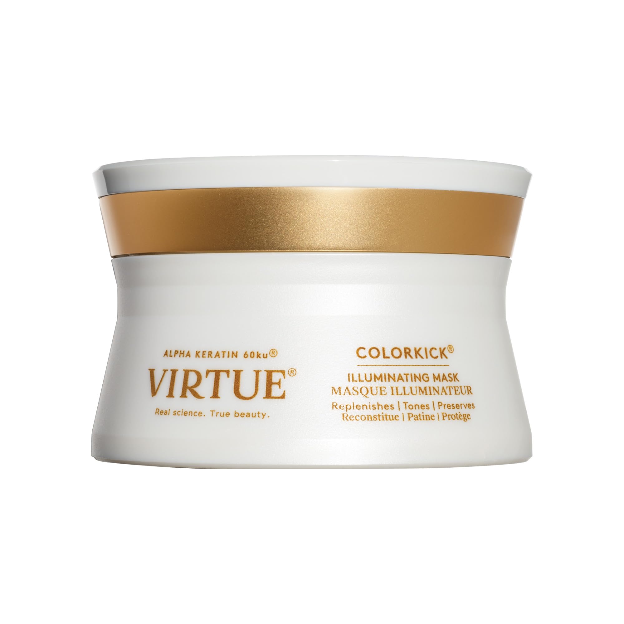 Virtue ColorKick mask jar close-up shows creamy texture and nourishment