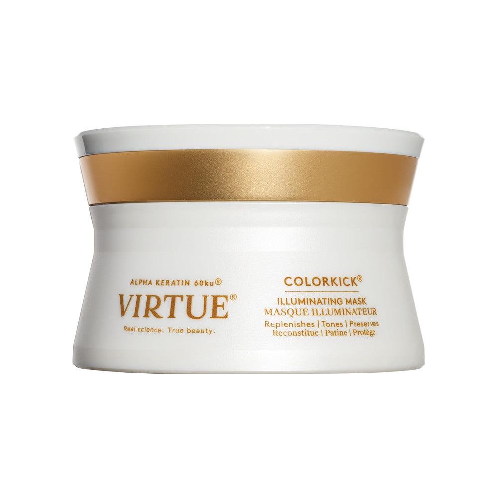 Virtue ColorKick mask jar close-up shows creamy texture and nourishment