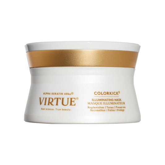 Virtue ColorKick mask jar close-up shows creamy texture and nourishment