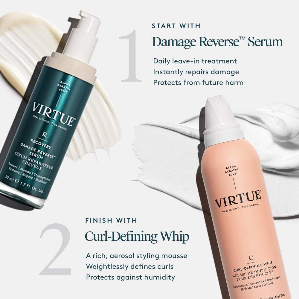 Curl scrunch with Virtue Curl Defining Whip to reduce frizz