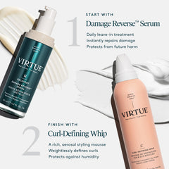 Curl scrunch with Virtue Curl Defining Whip to reduce frizz