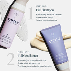 VIRTUE conditioner pump dispensing for easy daily use.