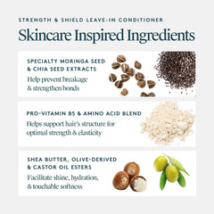 Virtue Strength and Shield conditioner being applied to damp hair for smoothness.