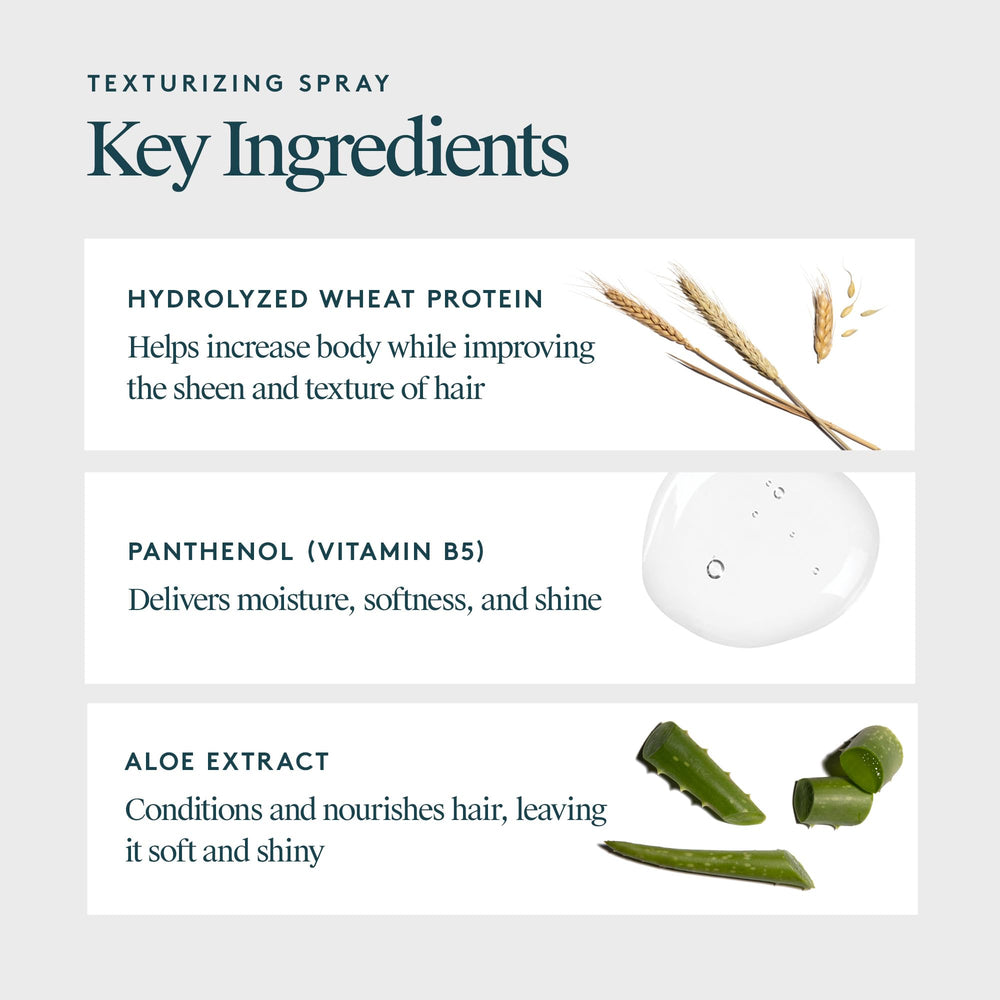 VIRTUE Texturizing Spray on hair providing radiant shine and definition