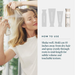 VIRTUE Texturizing Spray with UV protection helps maintain color brightness