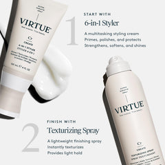 VIRTUE Texturizing Spray adds volume for fuller, lasting style