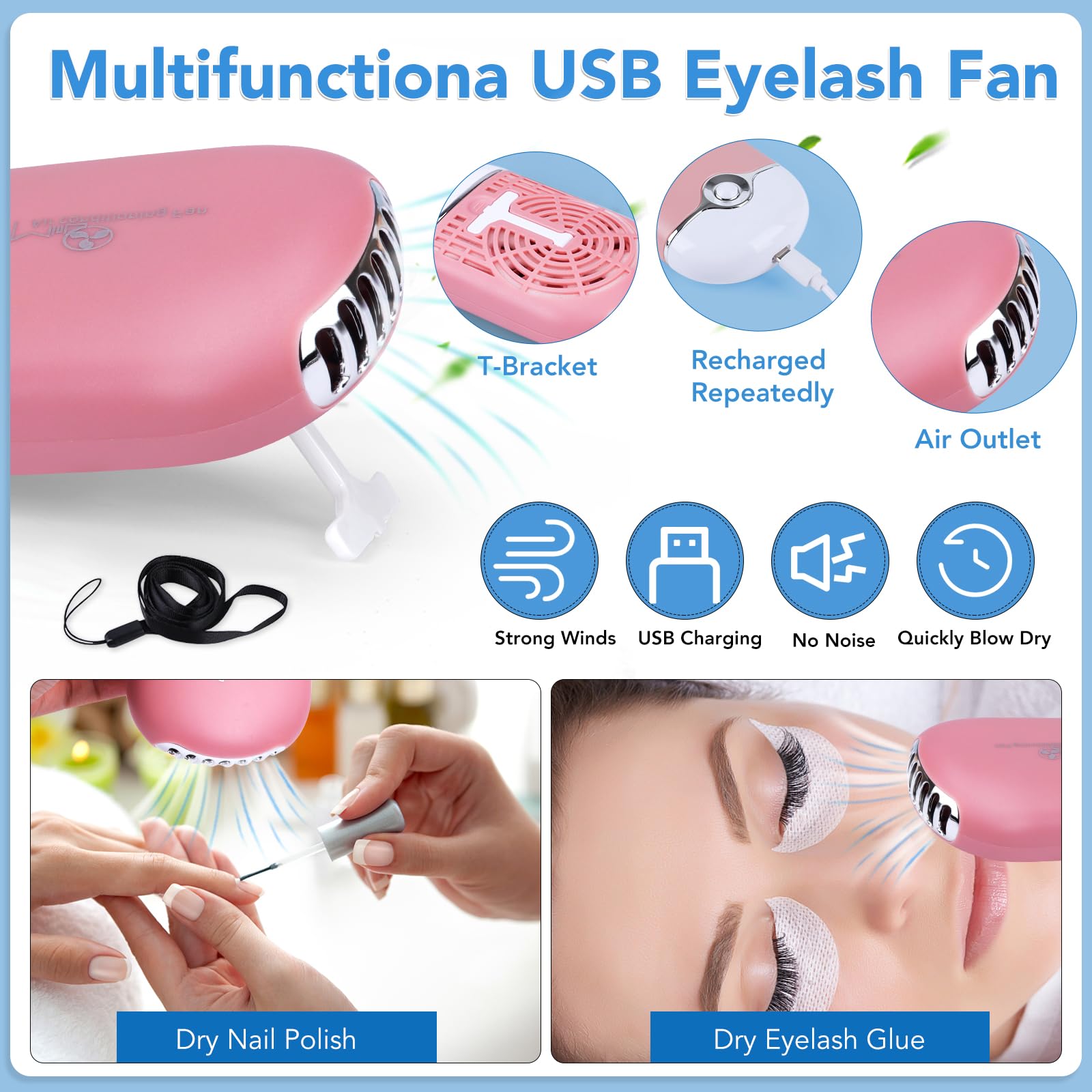 VISCOO lash fan for airflow and efficient cooling during sessions.