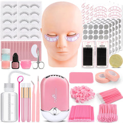 VISCOO eyelash extension kit mannequin head enables realistic practice.