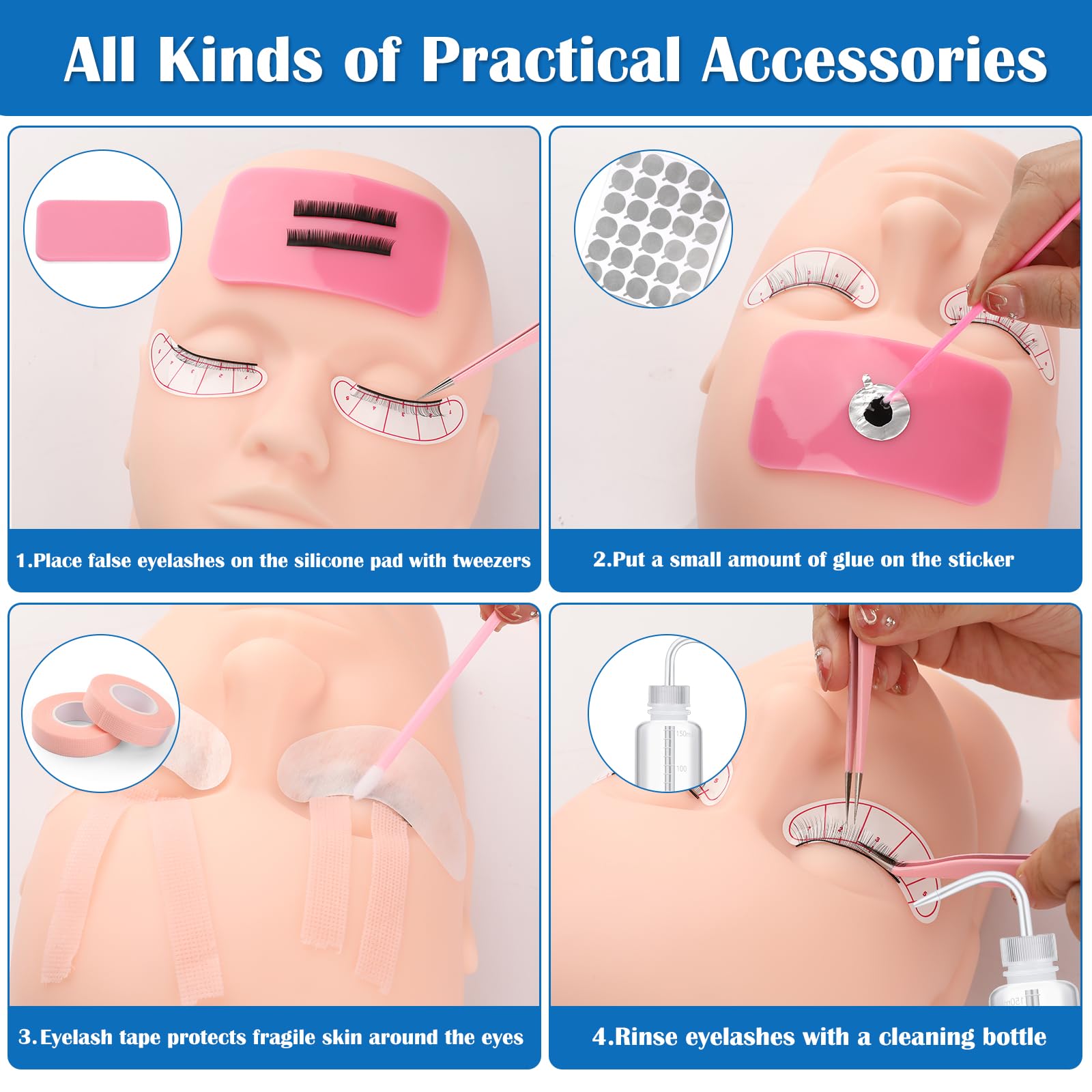 VISCOO silicone eyelash pad provides a reusable practice surface.
