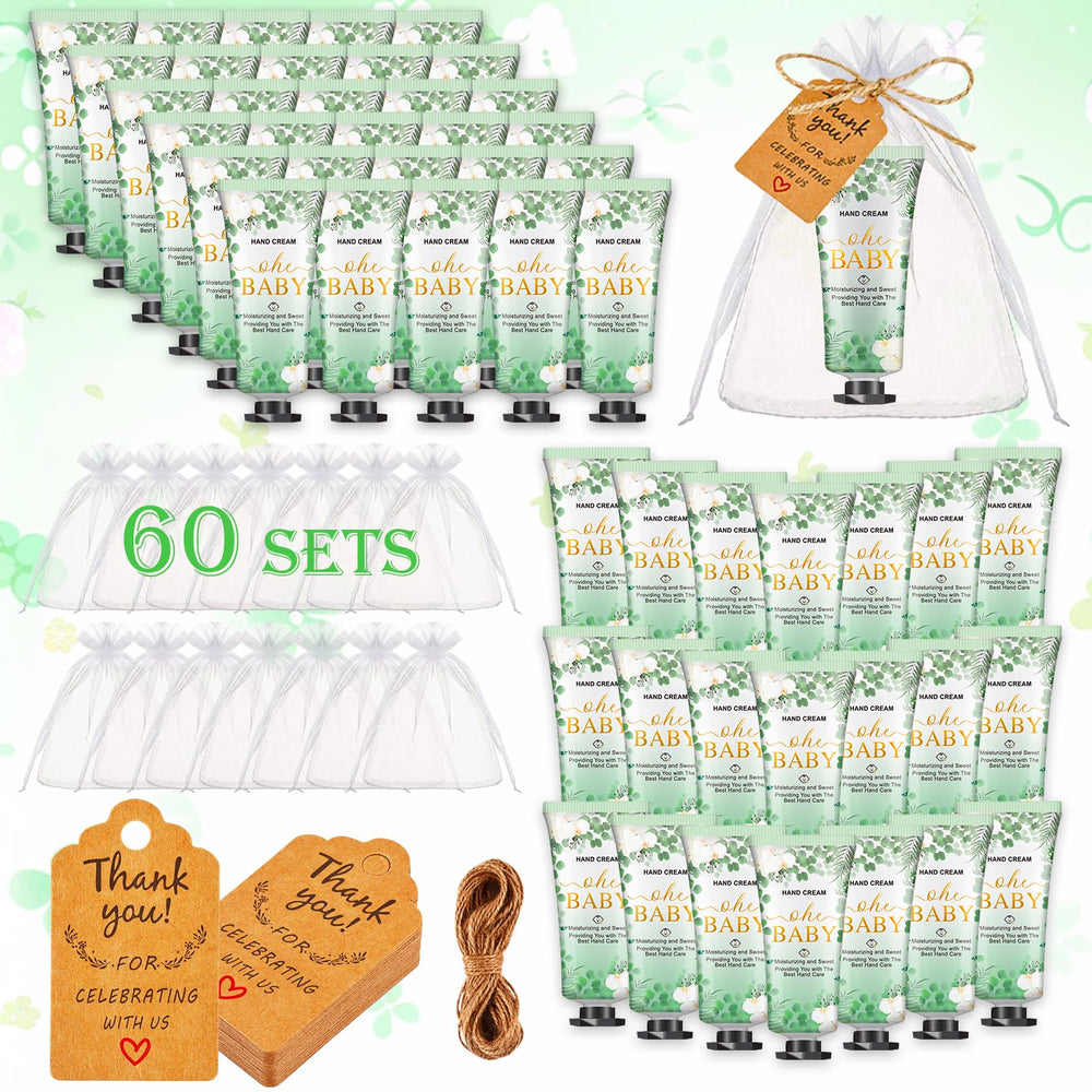 VISCOO Oh Baby hand cream set with 60 travel-size tubes, ideal for baby shower favors.