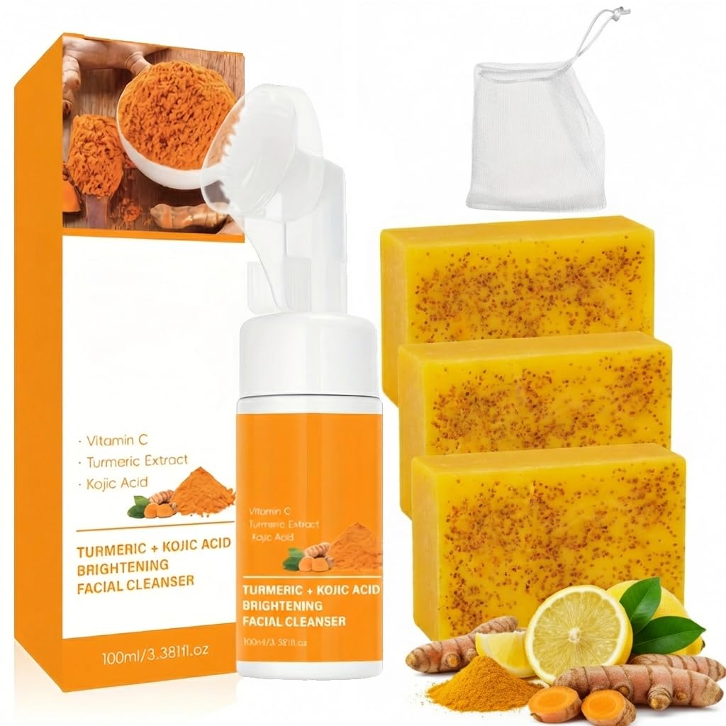 VISEWI turmeric face wash with brush offering gentle cleansing for sensitive skin.