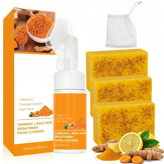 VISEWI turmeric face wash with brush offering gentle cleansing for sensitive skin.