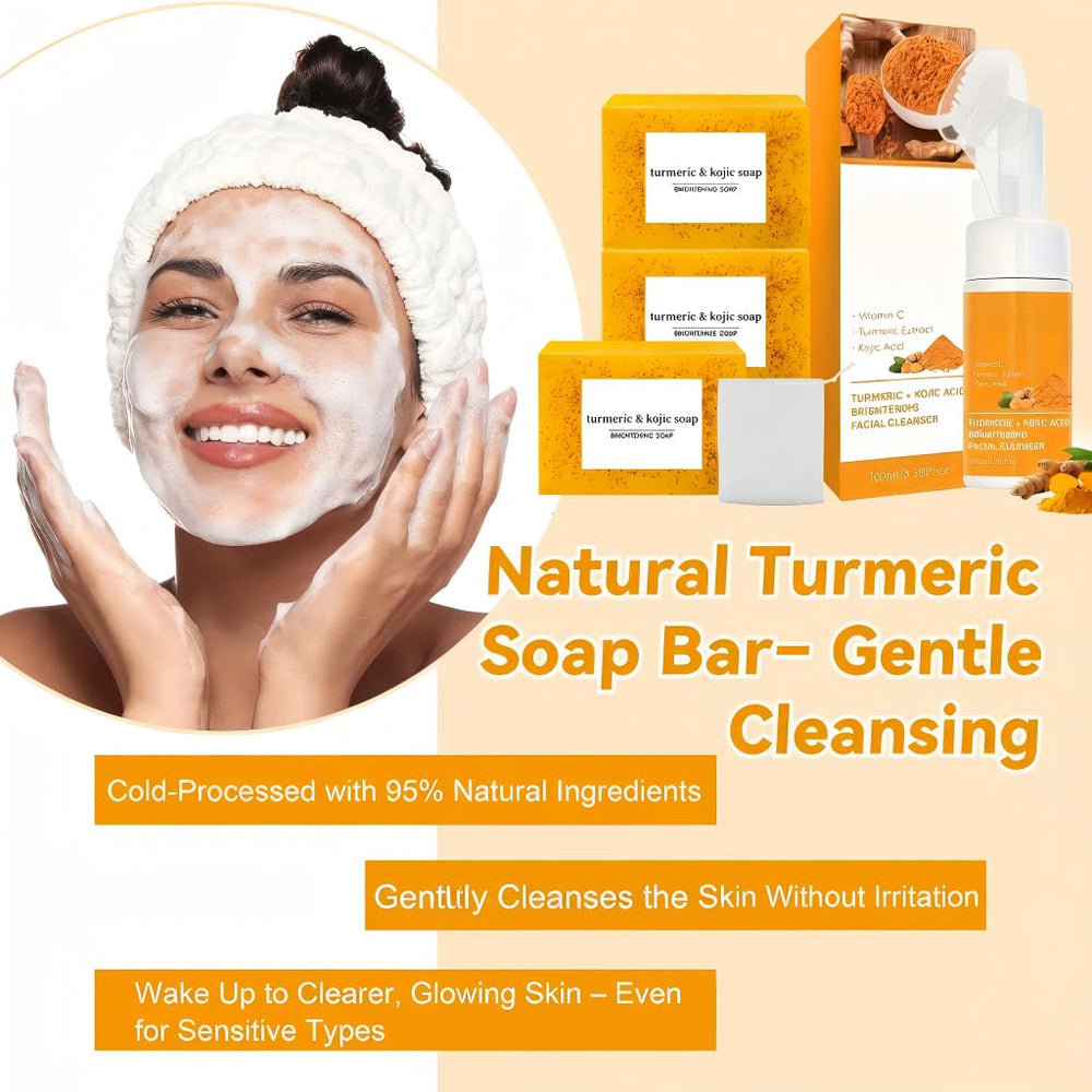 VISEWI turmeric foaming cleanser close-up with rich foam for comfortable cleansing.
