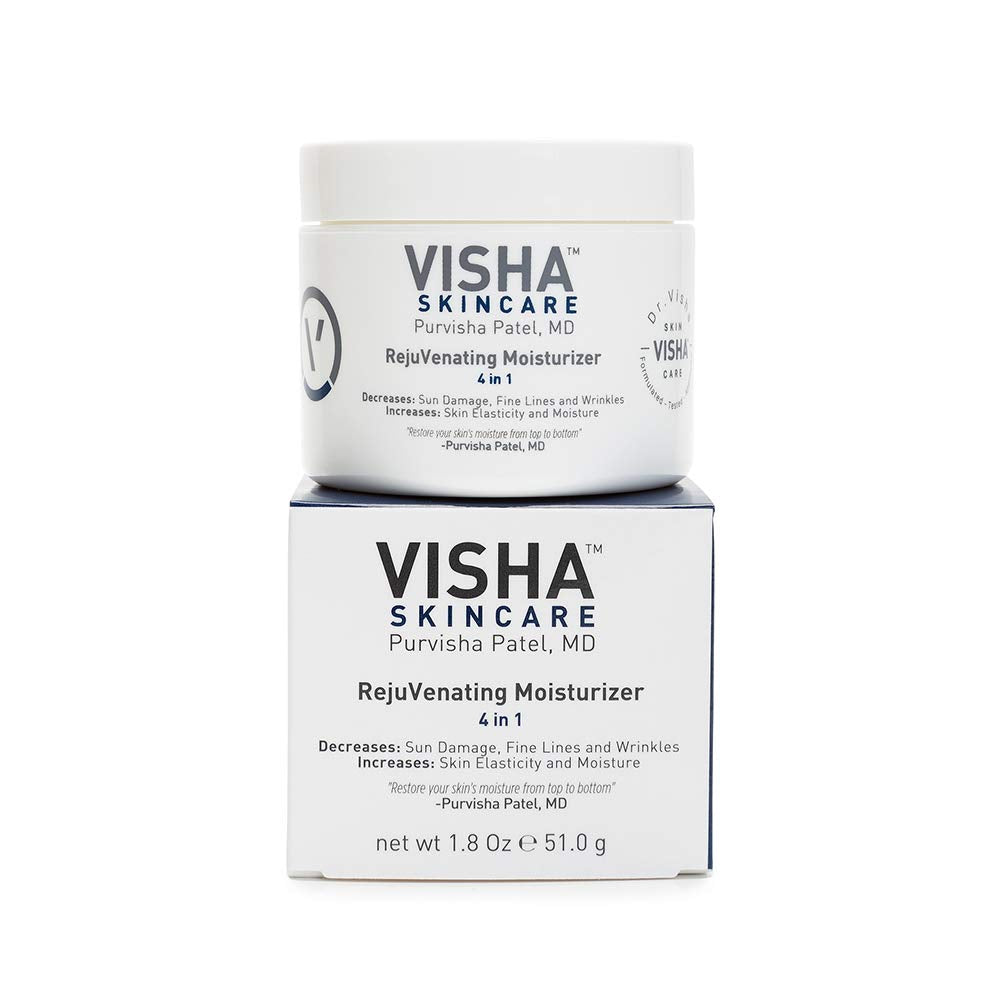 Visha Rejuvenating Moisturizer bottle on white background for daily hydration
