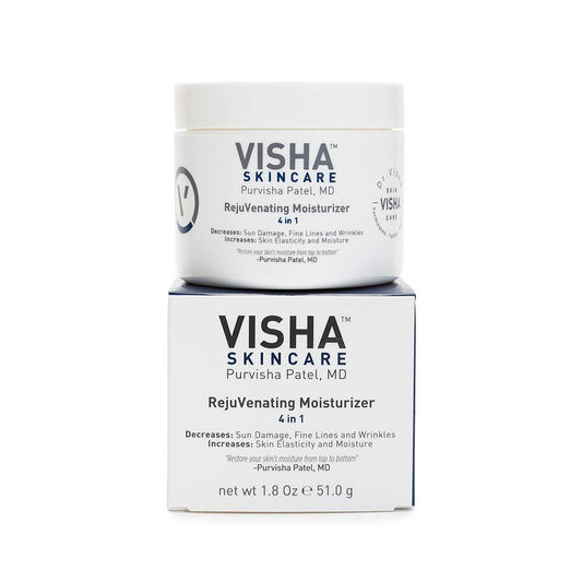 Visha Rejuvenating Moisturizer bottle on white background for daily hydration