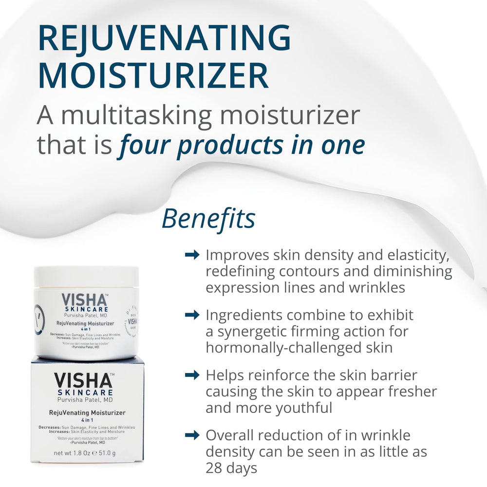 Visha Rejuvenating Moisturizer label showing brand and premium formula