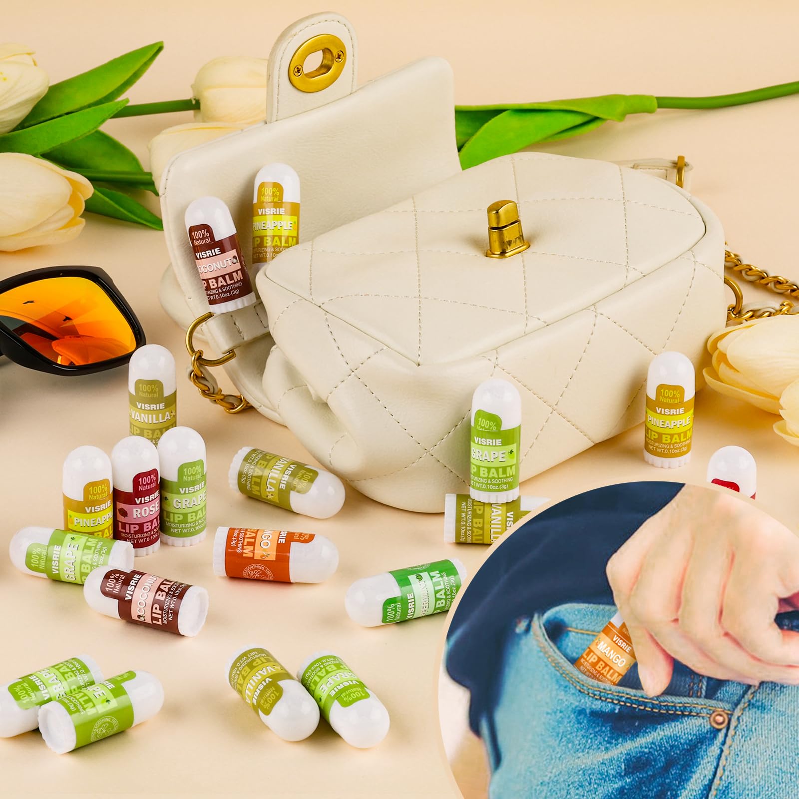 VISRIE Peppermint mini lip balm offers a cool, refreshing feel