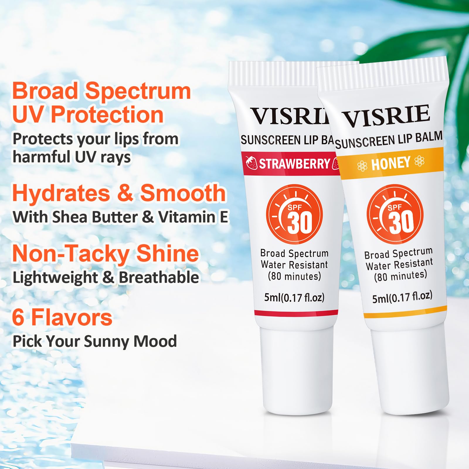 Visrie bulk 24-pack of SPF lip balm for on-the-go sun protection.
