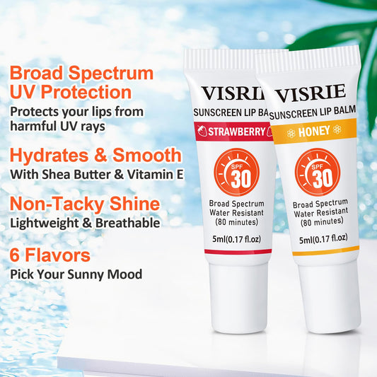 Visrie bulk 24-pack of SPF lip balm for on-the-go sun protection.
