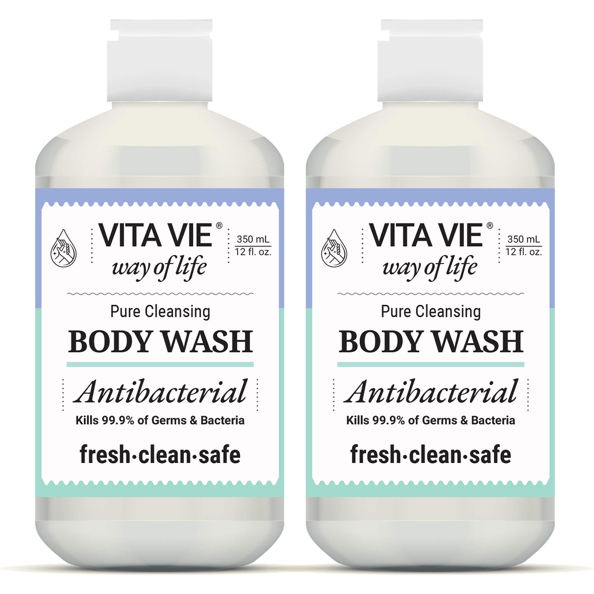 VITA VIE lemon-scented body wash bottle for refreshing hands and forearms.