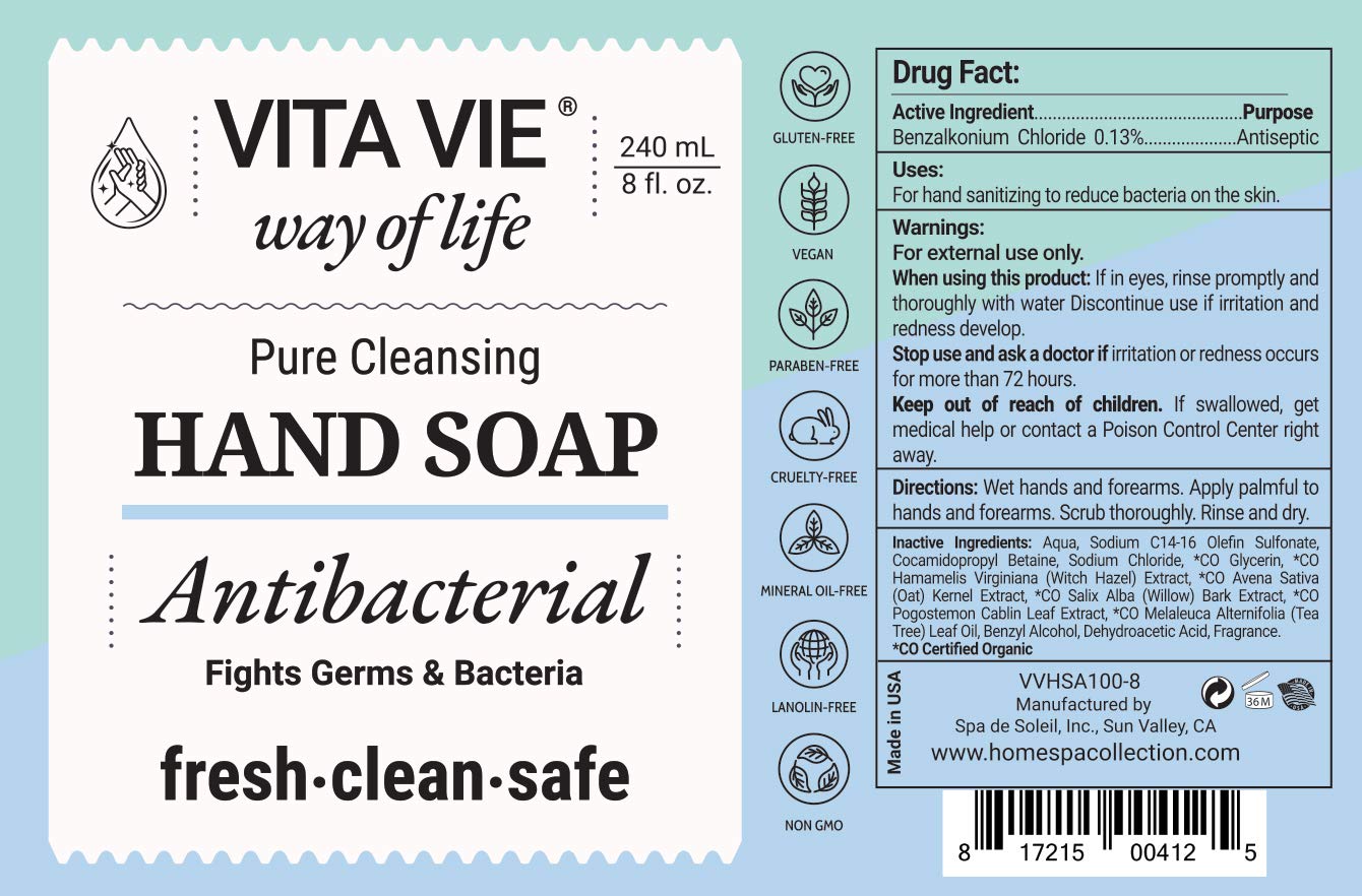 Close-up of rich foamy lather from VITA VIE hand soap