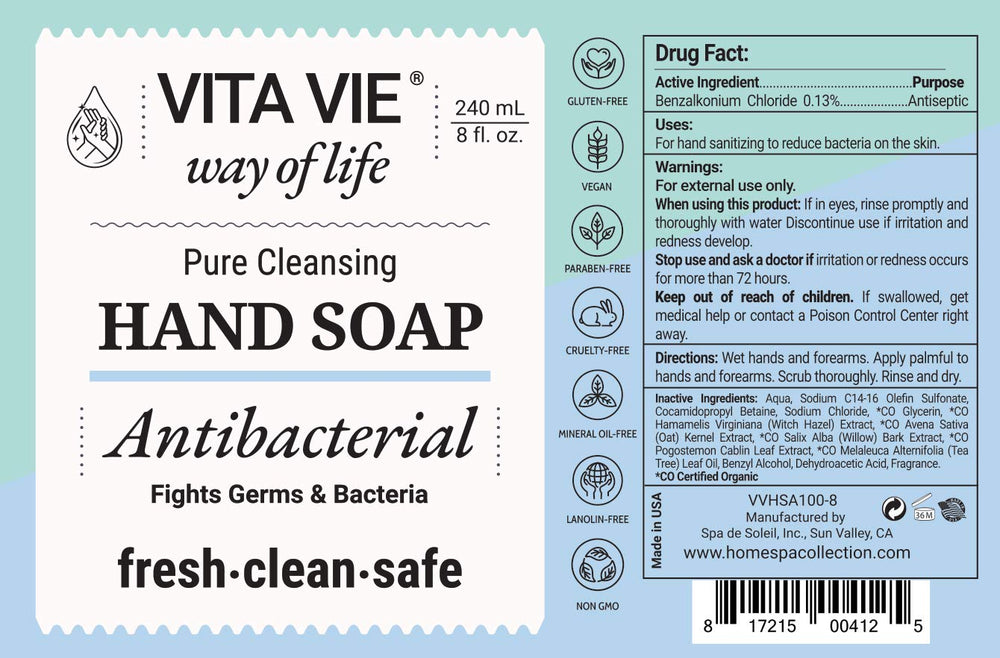 Close-up of rich foamy lather from VITA VIE hand soap