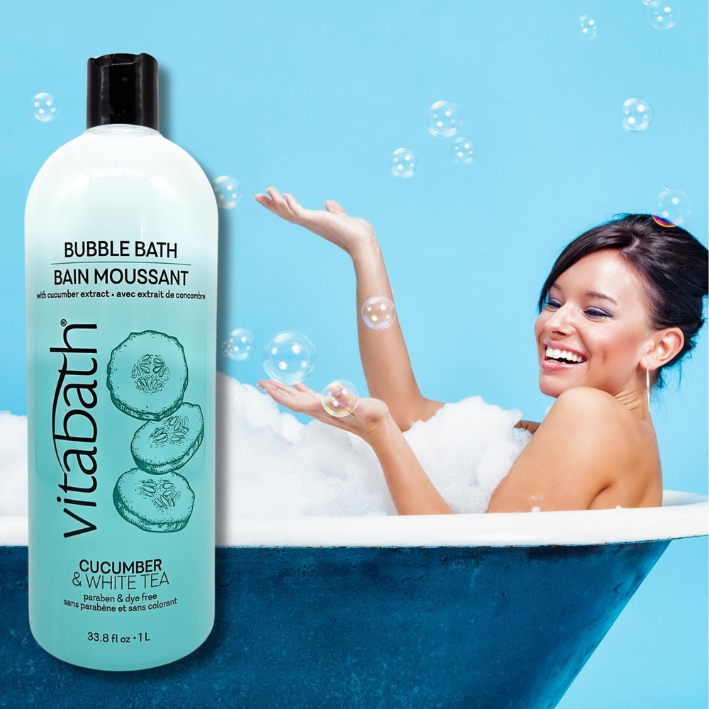 Vitabath Cucumber & White Tea Bubble Bath cucumber essence for calming aroma.