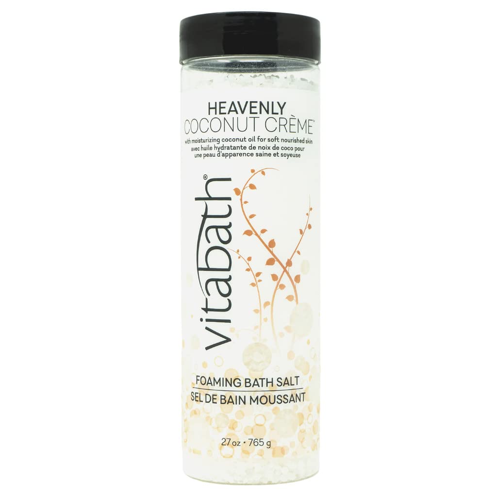 Vitabath Heavenly Coconut Creme bath salts bottle — calming aromatherapy during bath time