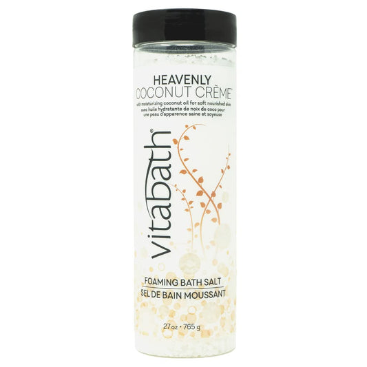 Vitabath Heavenly Coconut Creme bath salts bottle — calming aromatherapy during bath time