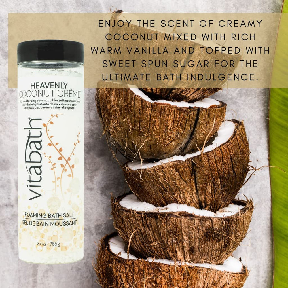 Ingredients blend from Vitabath Heavenly Coconut Creme bath salts with vitamins and antioxidants