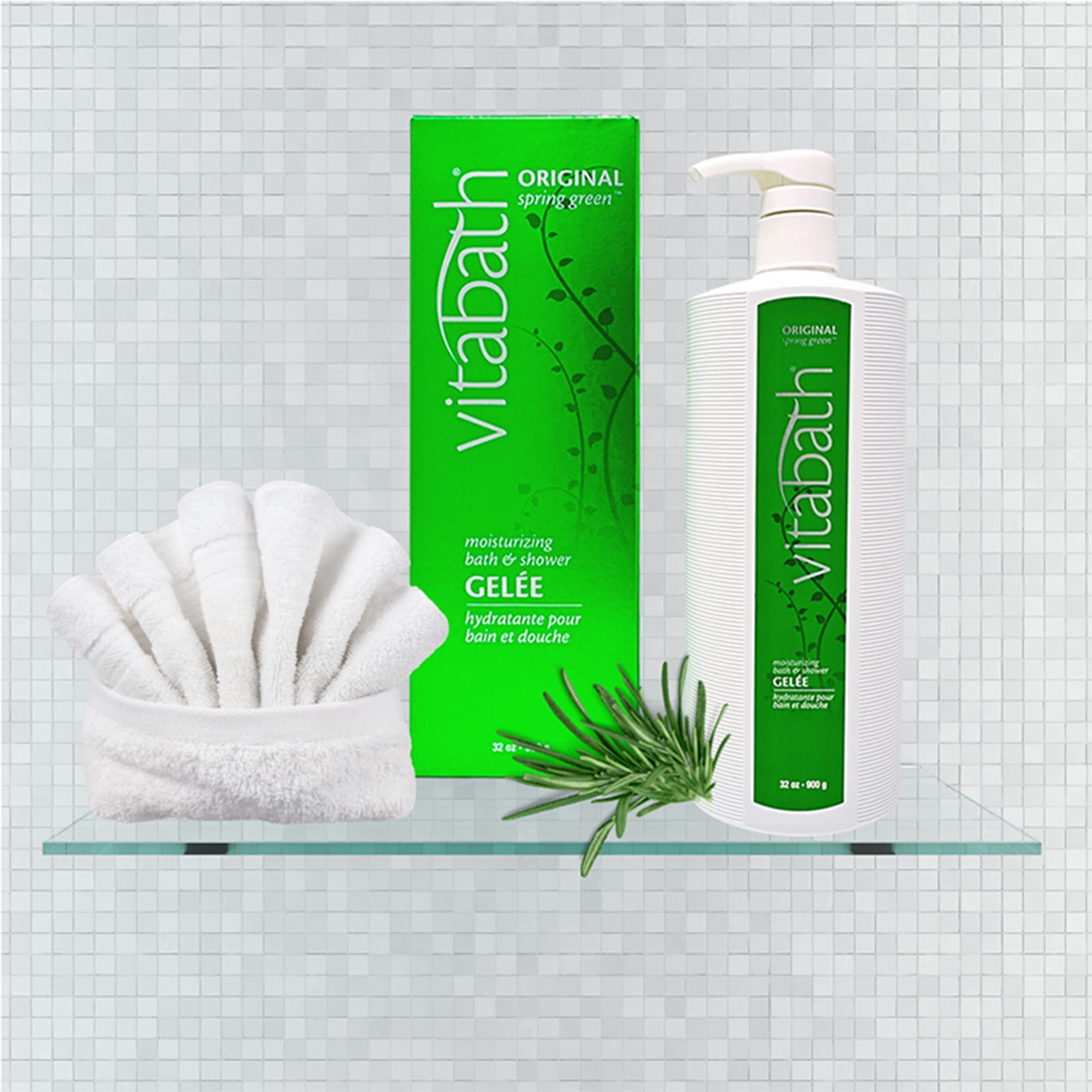 Vitabath Original Spring Green ingredients showcase botanicals and vitamins for skin care.