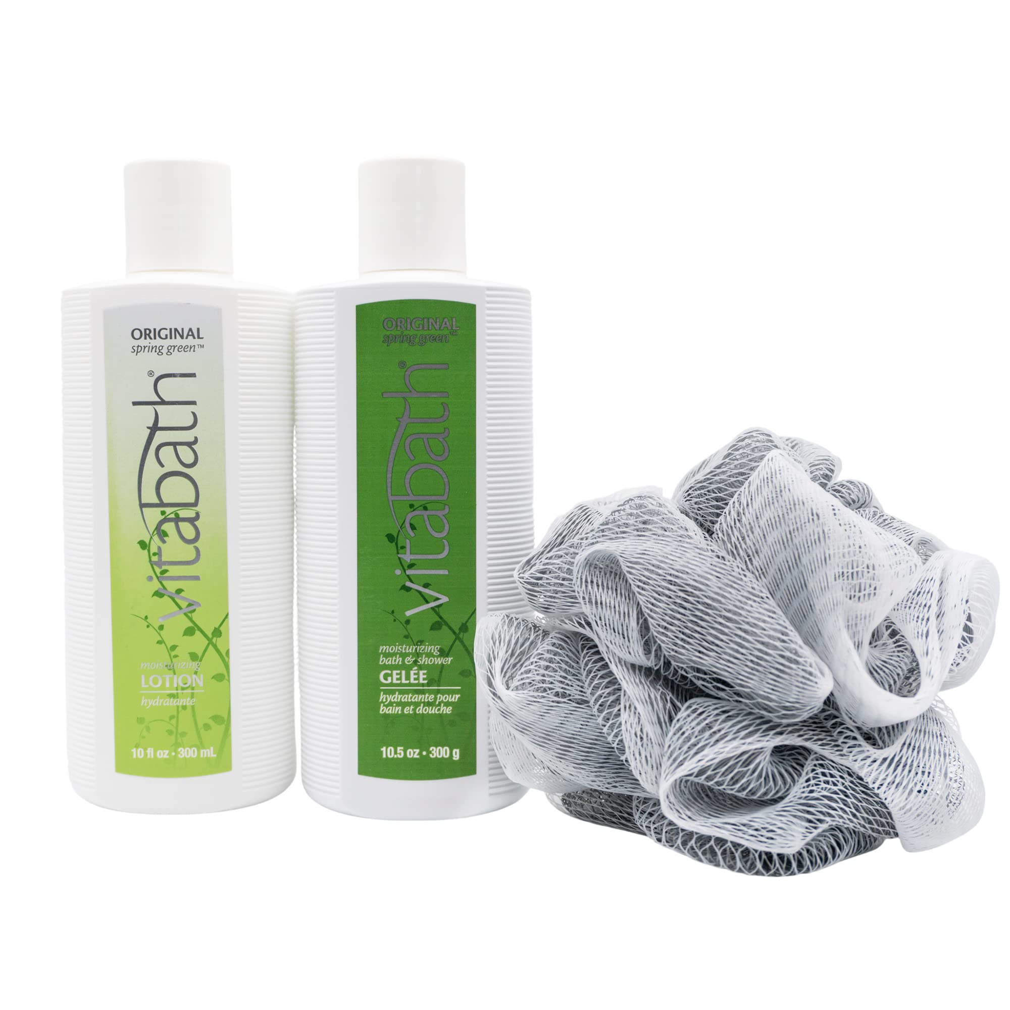 Vitabath Original Spring Green lotion jar provides lightweight, non-greasy hydration.