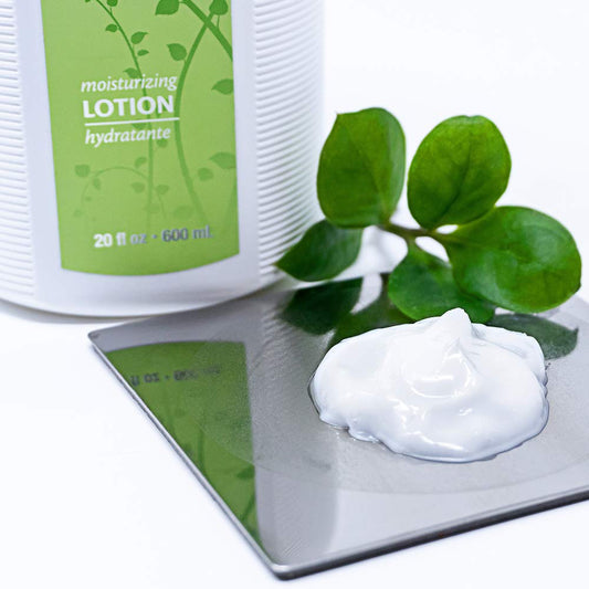 Vitabath Original Spring Green lotion on skin highlights rich texture and moisturization.
