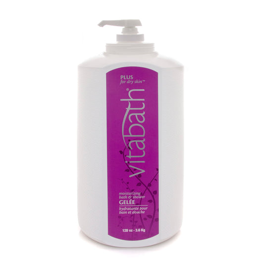 Vitabath Plus bottle close-up highlighting hydrating formula