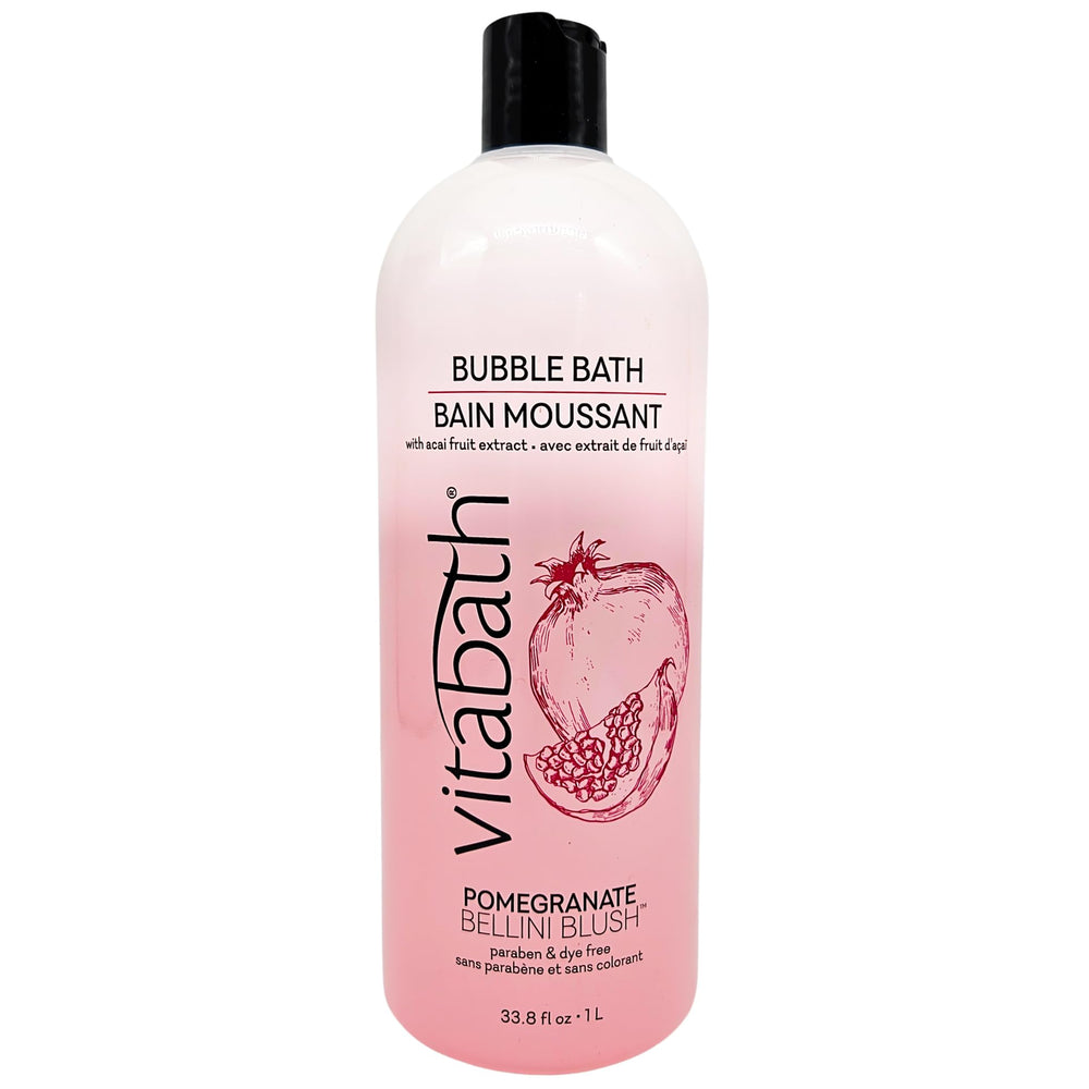 Vitabath Pomegranate Bellini Blush bottle highlights rich foaming bath
