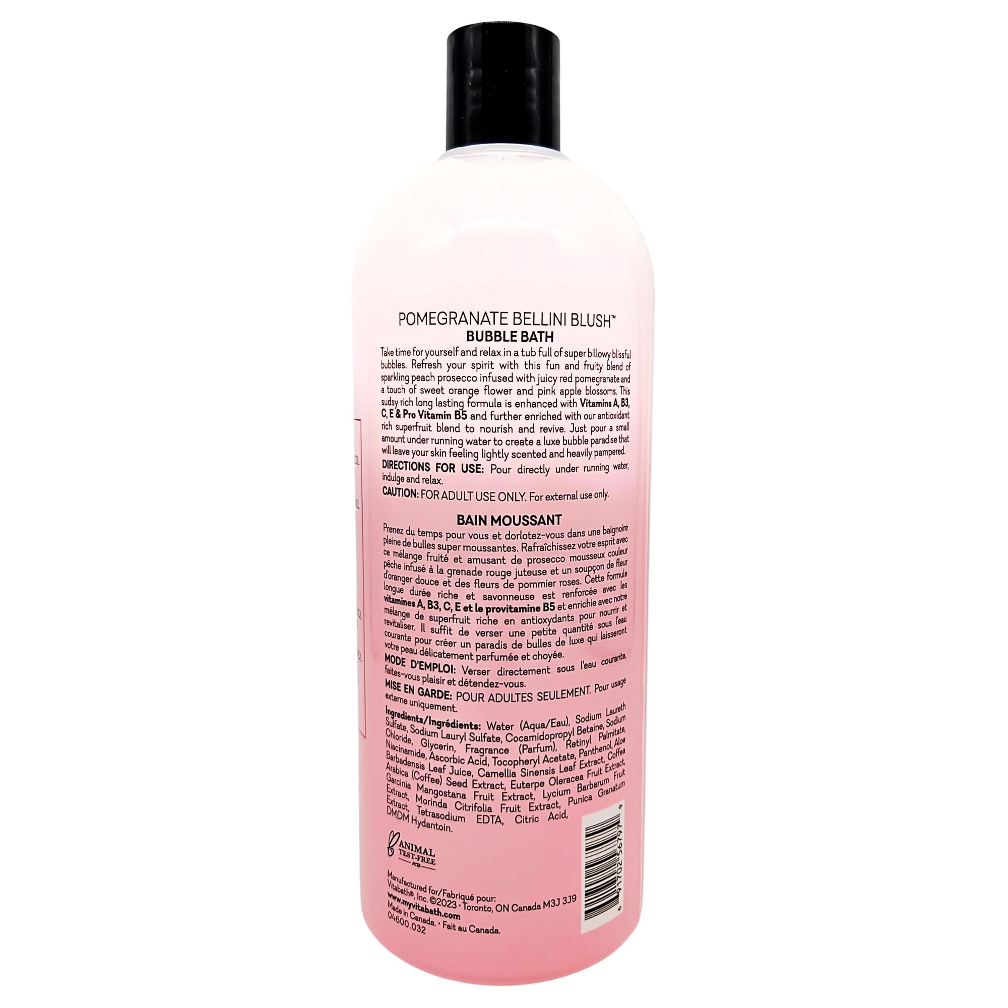 Cruelty-free label on Vitabath Pomegranate Bellini Blush
