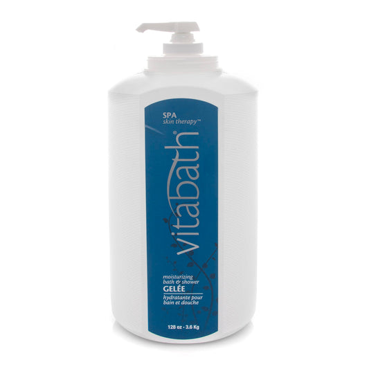 Vitabath SPA Skin Therapy gallon pour enables easy shower use with rich lather for cleansing.