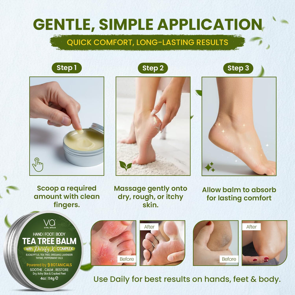 Vital Affair Tea Tree Oil Balm USA-made formula and safe ingredients.