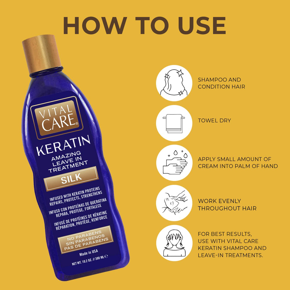 Vital Care Keratin Amazing Leave-In Silk close-up of silky texture.