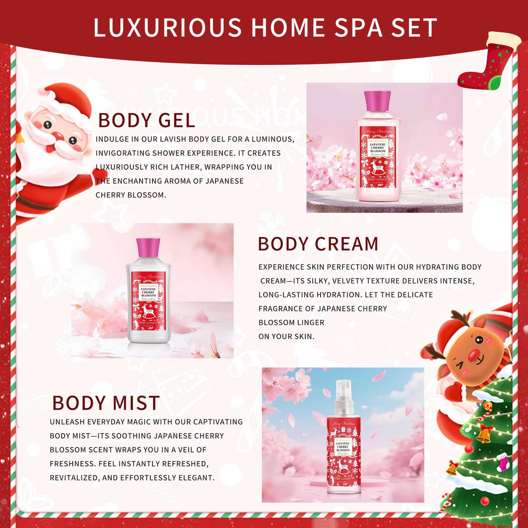Vital Luxury gel cherry blossom bottle, gentle cleanse for daily pampering.
